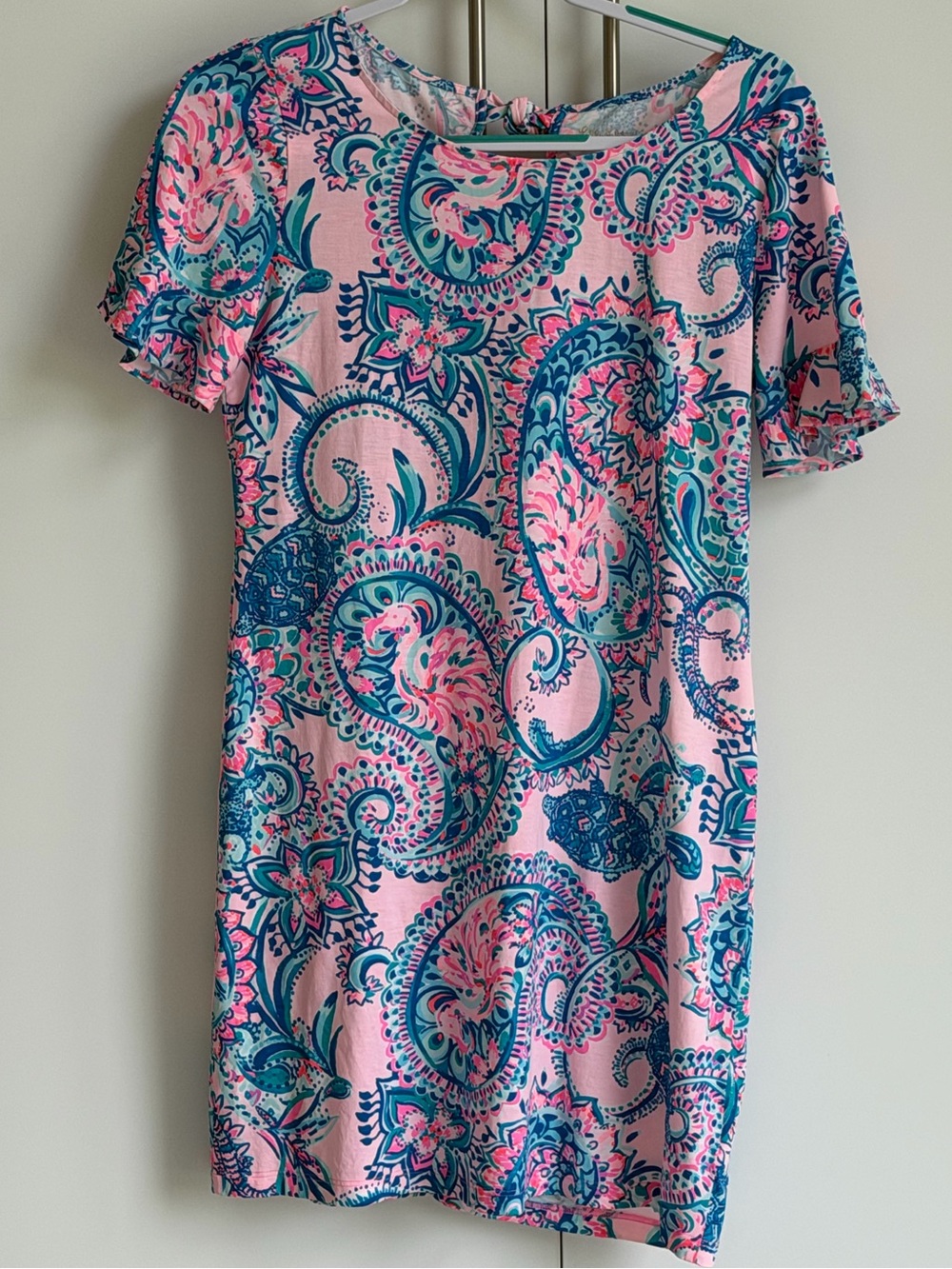 Lilly Pulitzer Pink Blue Paisley Dress Pima Cotton Size M
